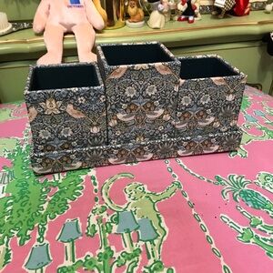 Morris & Co Floral Strawberry Thief multi purpose storage Desk 4 piece Set